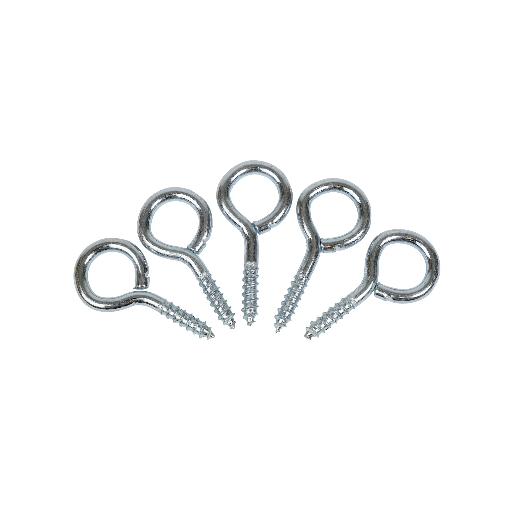 Five 45mm zinc screw vine eyes. 