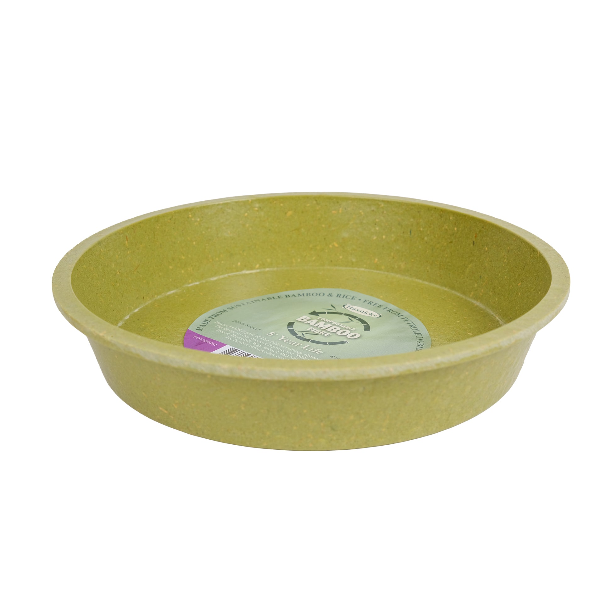 8 inch bamboo plant pot saucer in sage green colour.