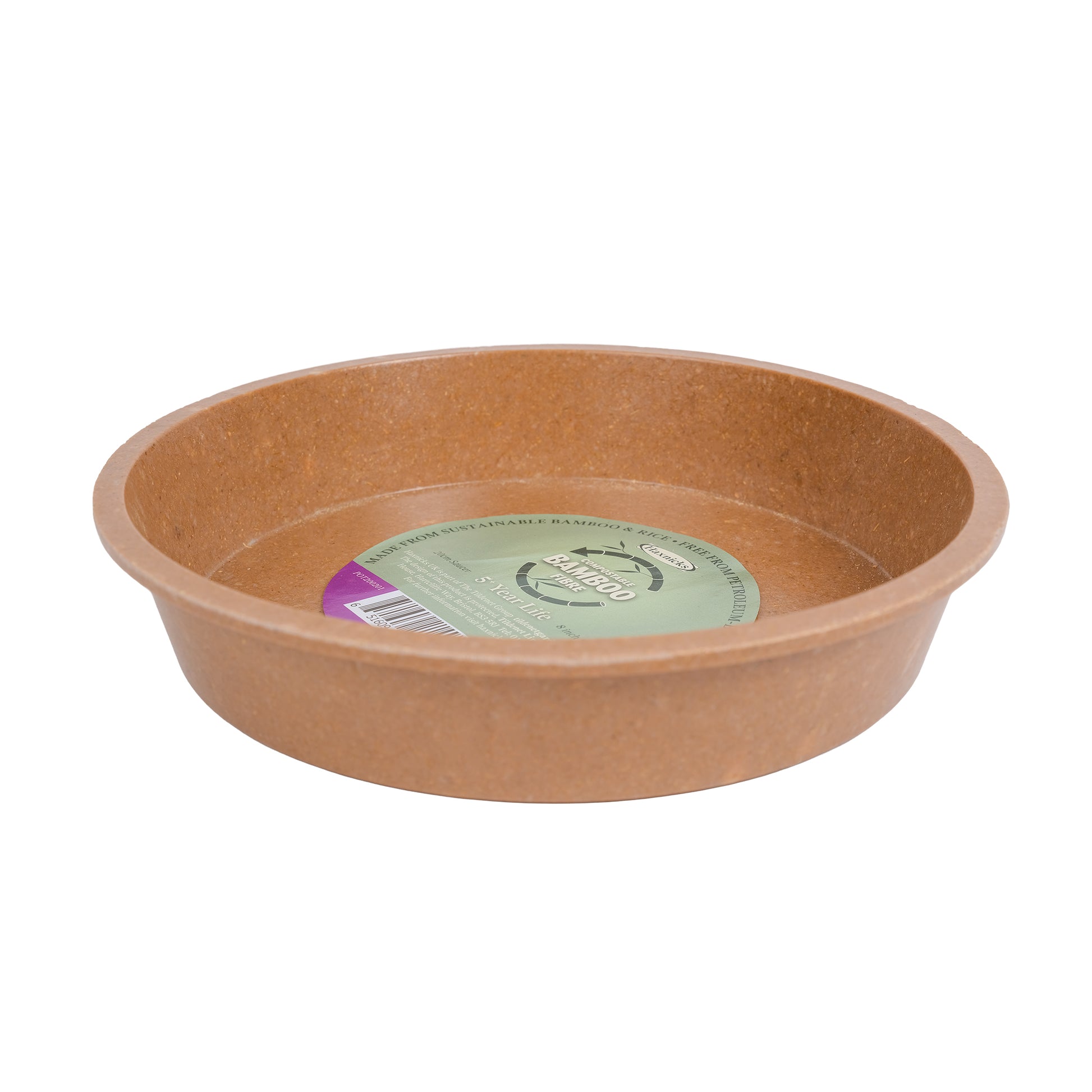 8 inch bamboo plant pot saucer in terracotta colour.