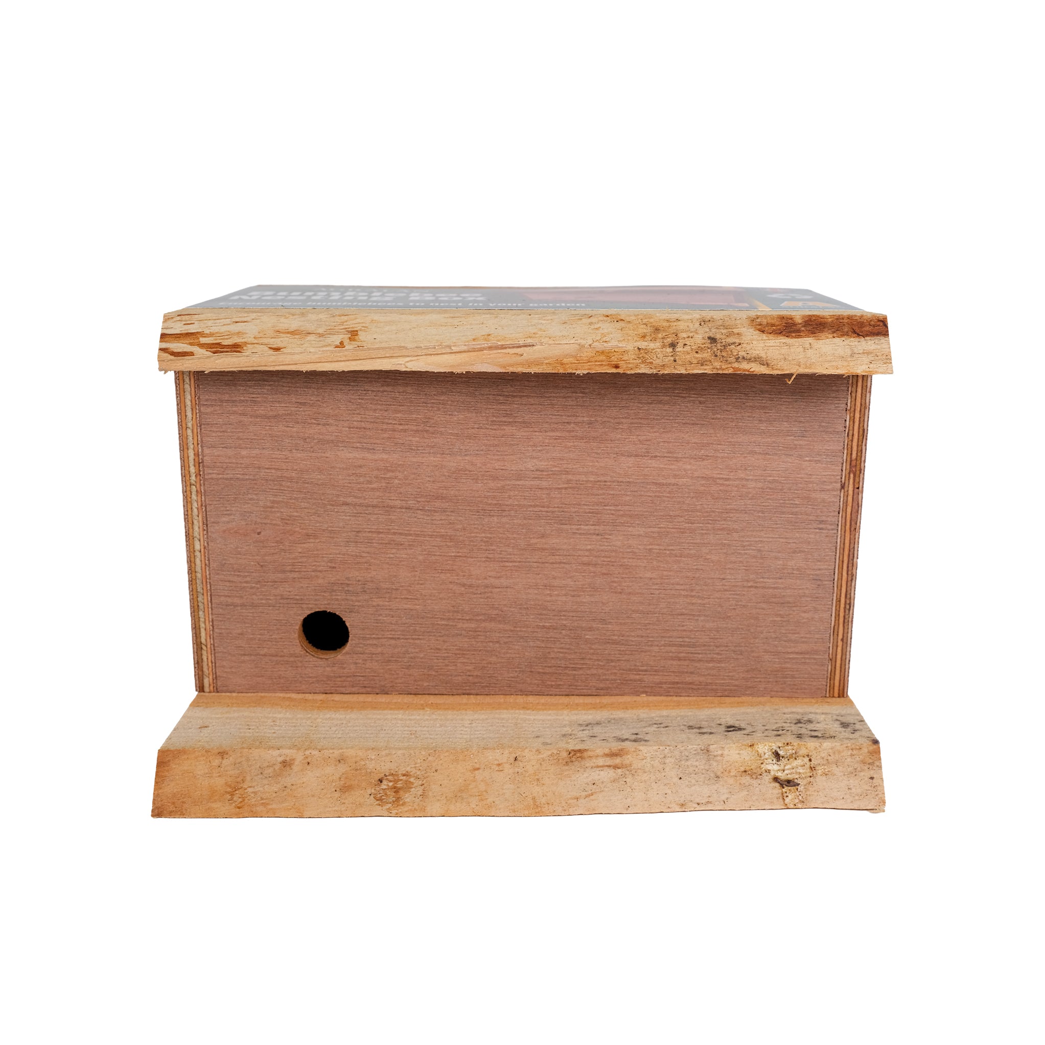 Wooden nesting box for bumblebees.