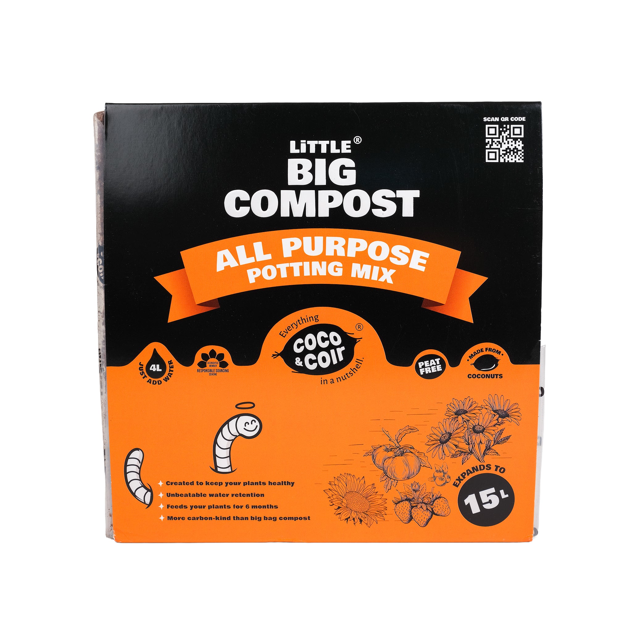 Brick of 15L, peat free, coir, all purpose, compost potting mix by Coco and Coir.