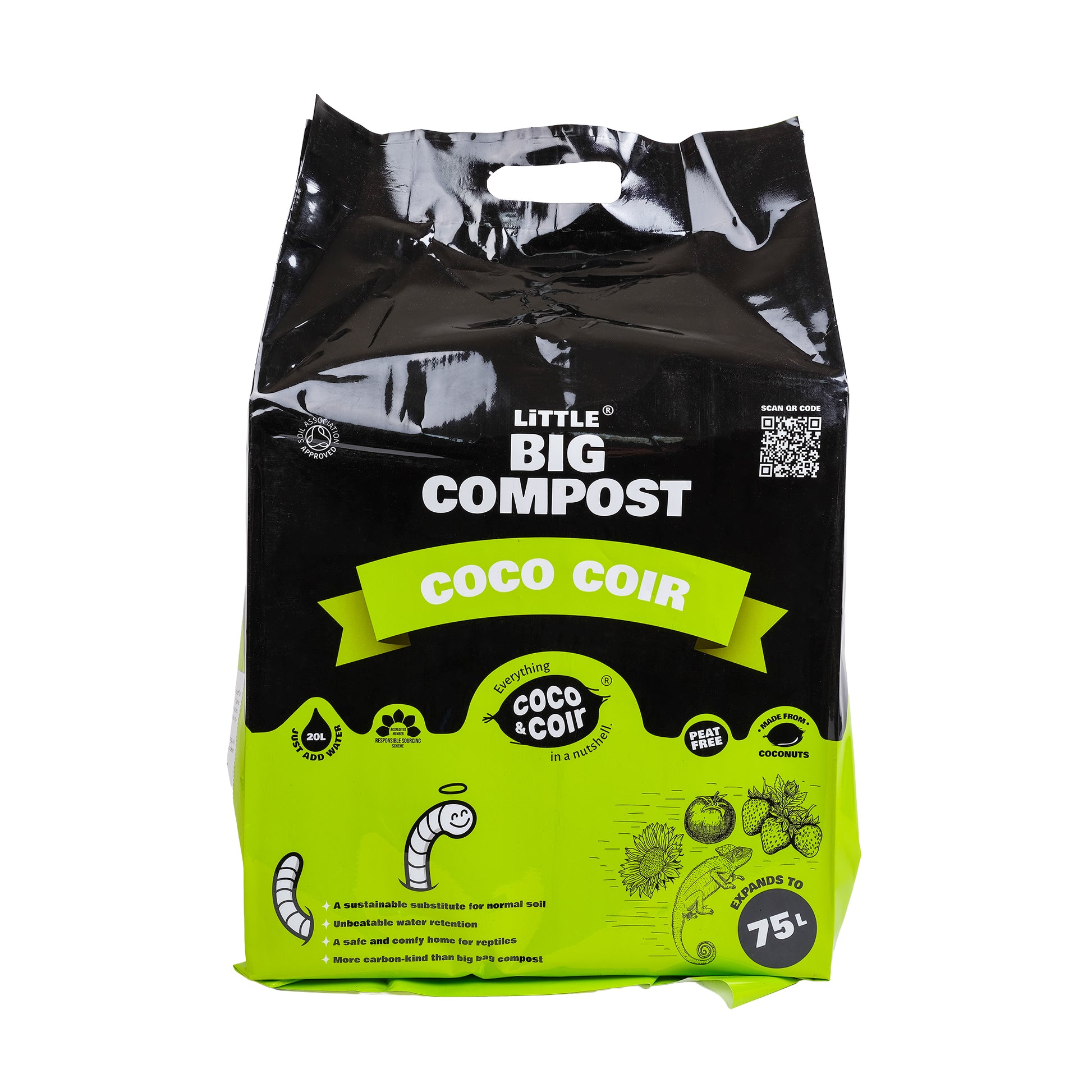 Bag of 75L, peat free, organic coir compost by coco and coir.