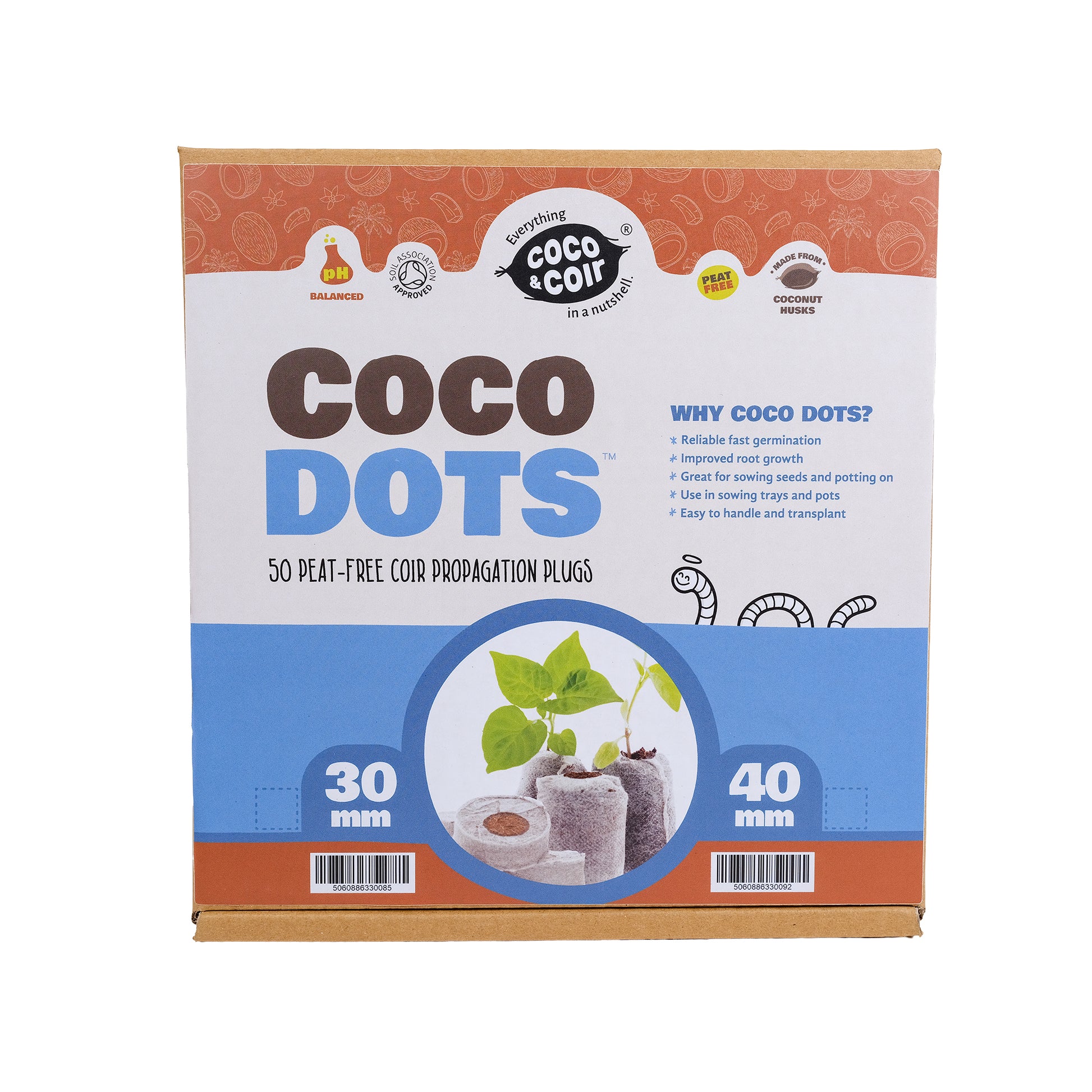 Box of 50, peat free, 4cm, organic, coir seed starter pellets.