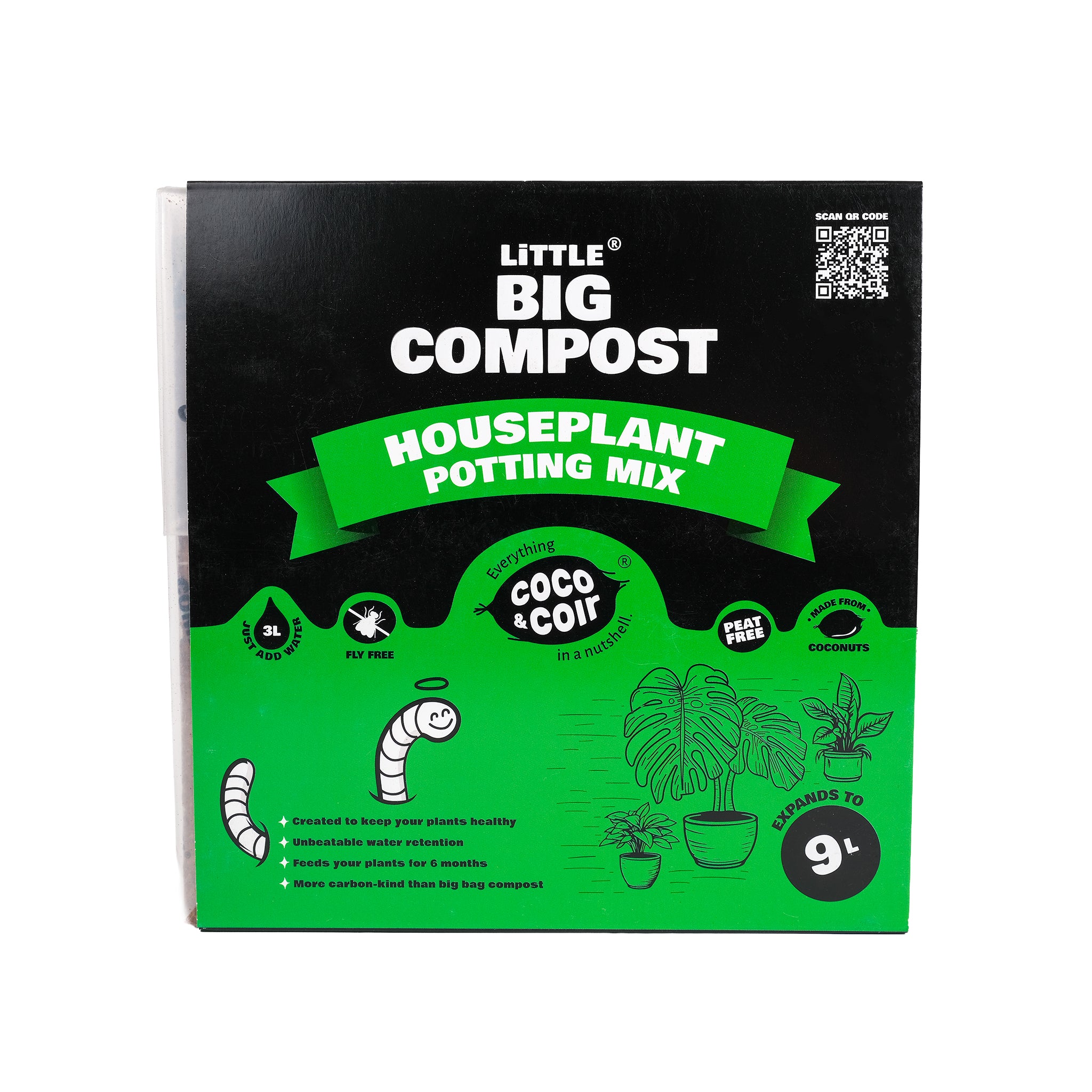 Brick of 9L, peat free, coir, houseplant compost potting mix by Coco and Coir.