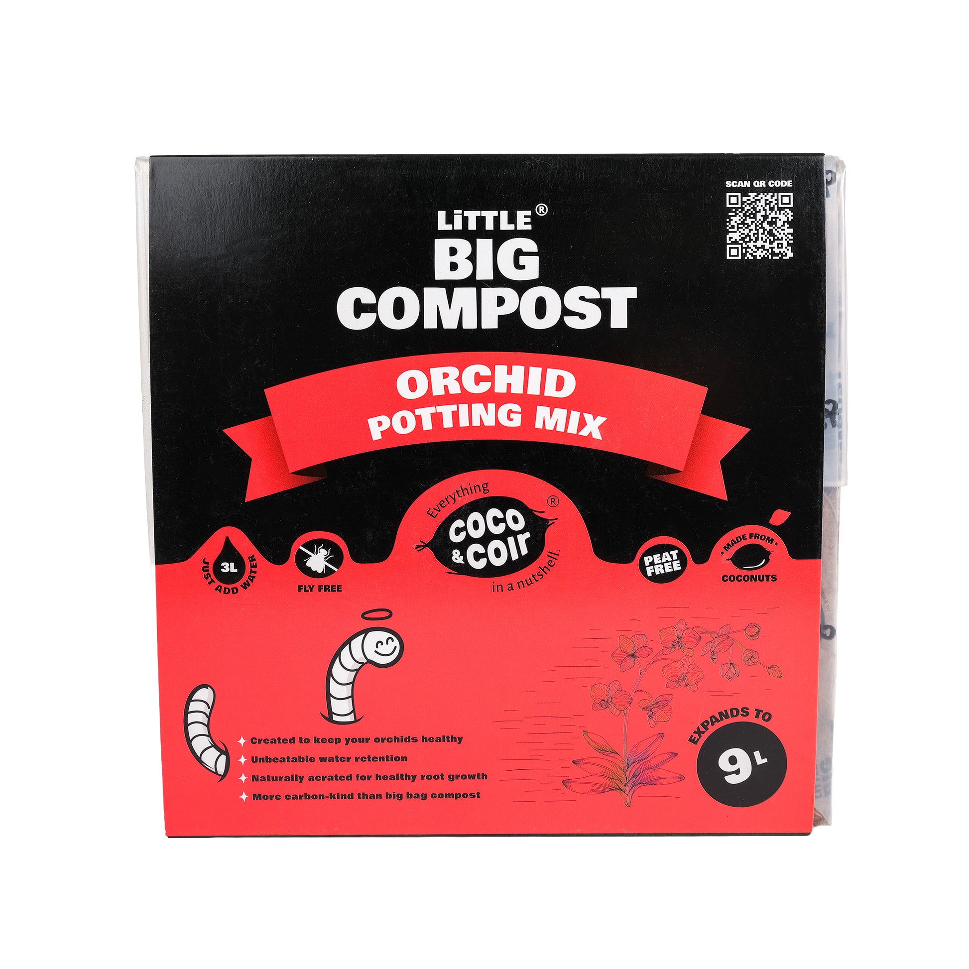 Brick of 9L, peat free, coir, orchid compost potting mix by Coco and Coir.