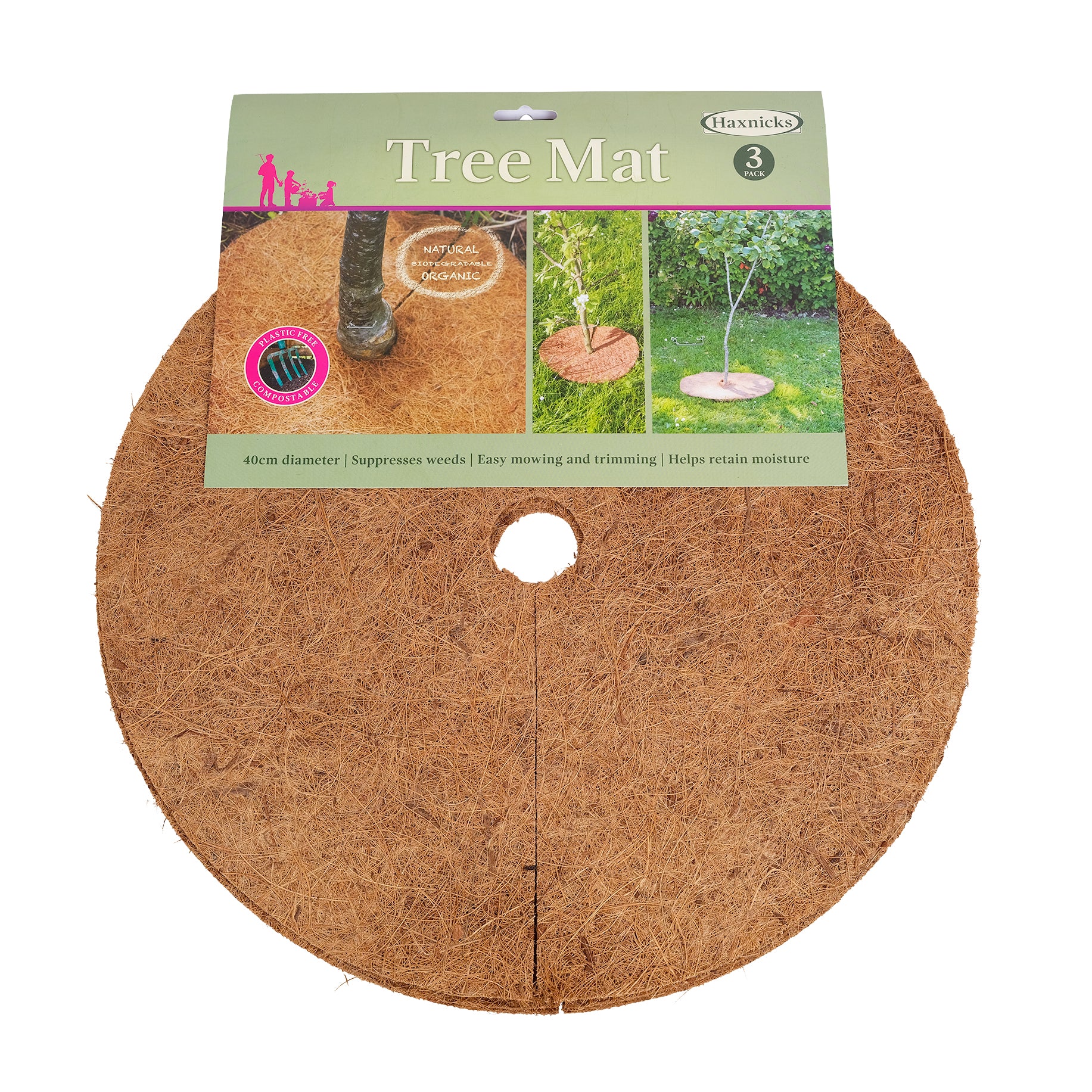 Pack of three 40 cm Coir Tree Mulch Mats.
