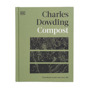 Book titled 'Compost' by Charles Dowding with green cover and black text.