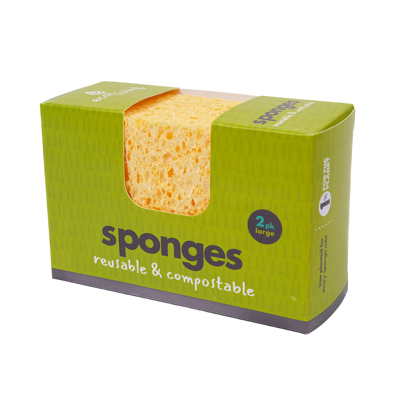 Pack of two large compostable sponges.