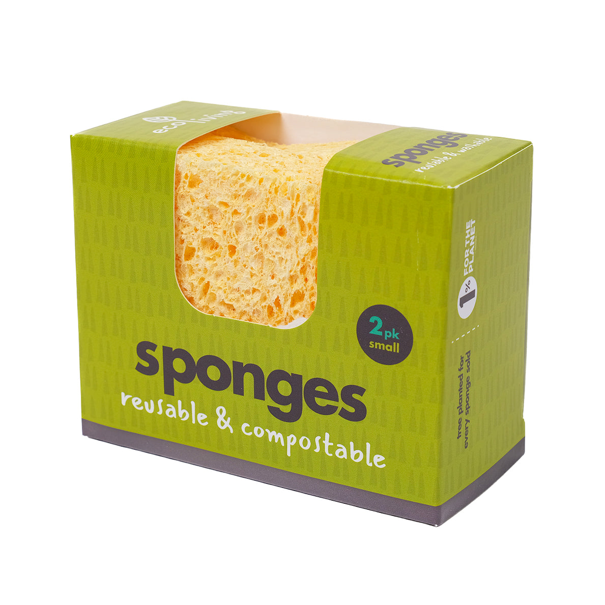 Pack of two small compostable sponges.
