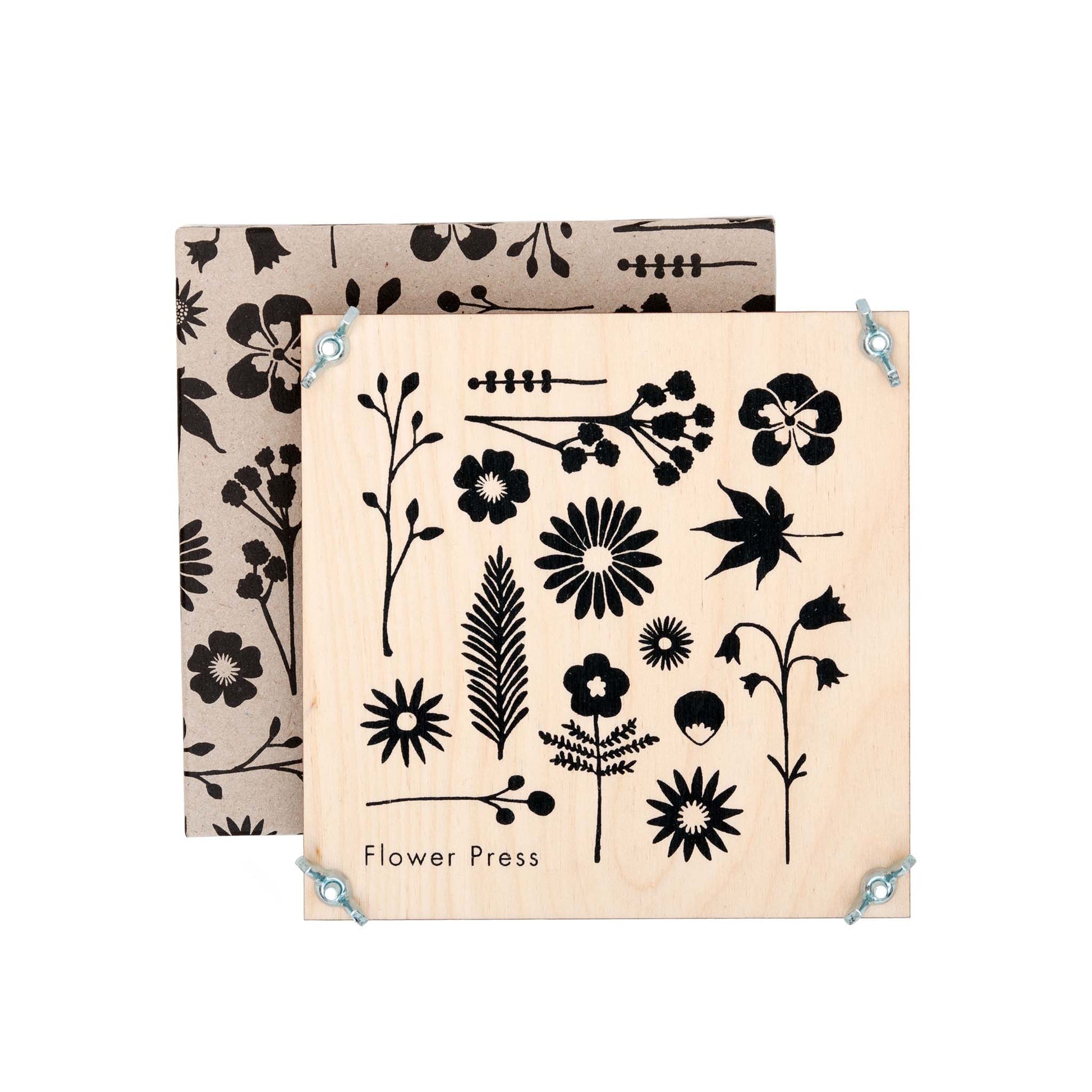 Floral silhouette design flower press made of FSC certified plywood.