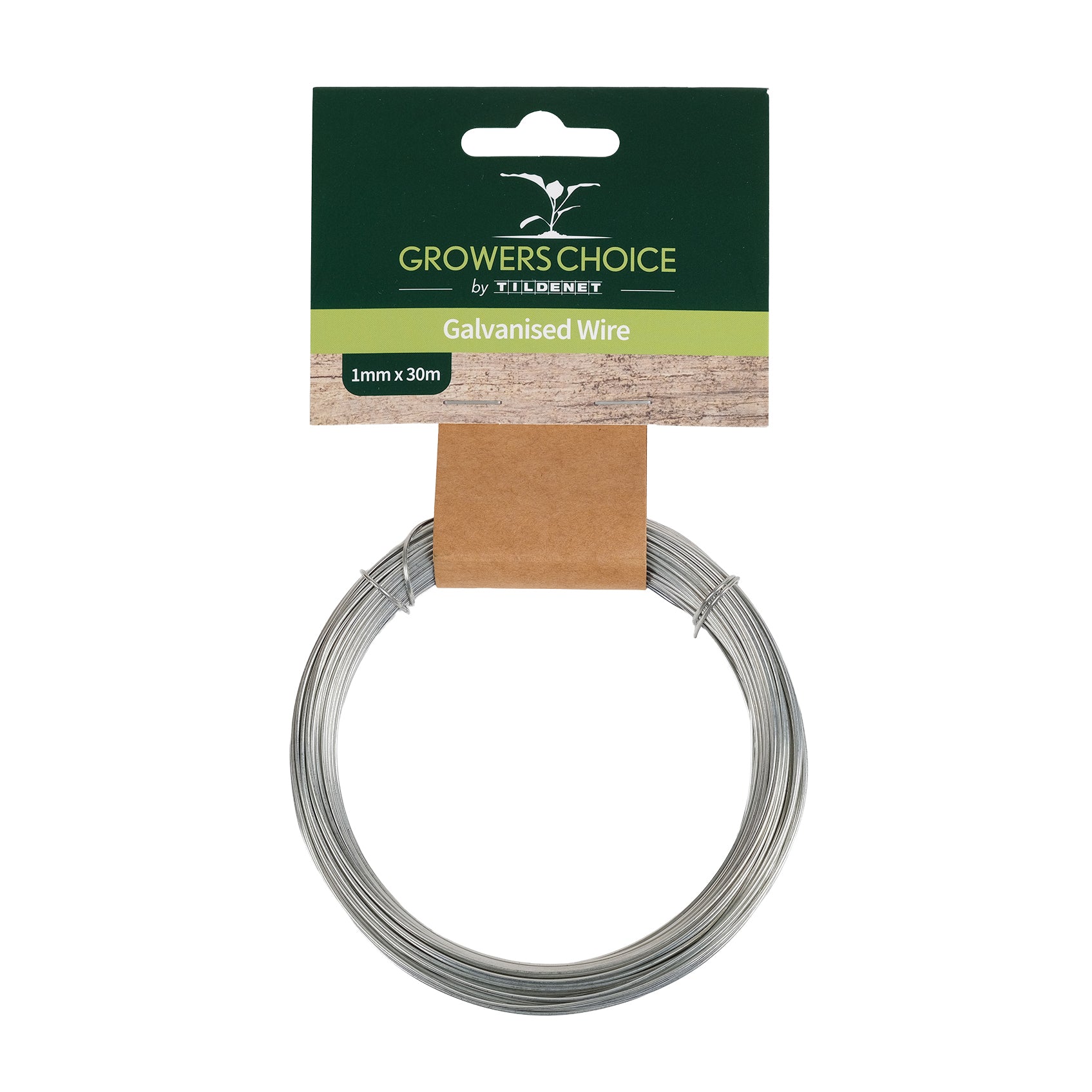 One millimetre thick galvanised metal wire in a coil.
