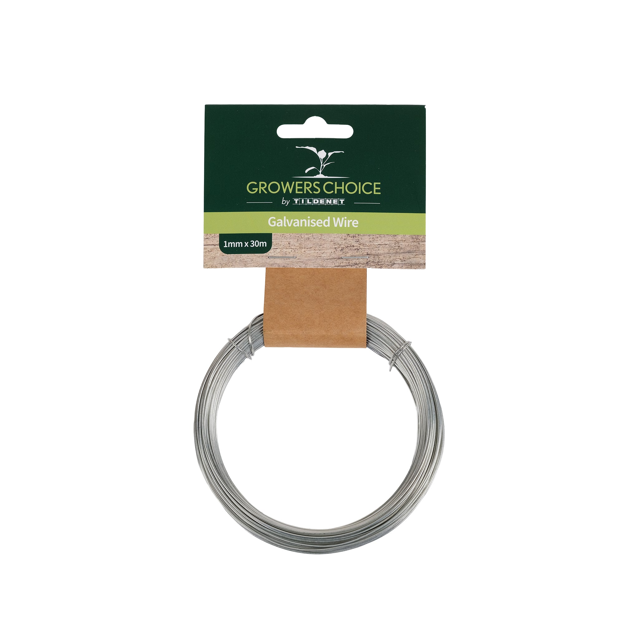 One millimetre thick galvanised metal wire in a coil.