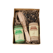 Gardener’s essentials gift box from Nutscene containing two spools of jute twine, mini garden scissors and five wooden plant labels.