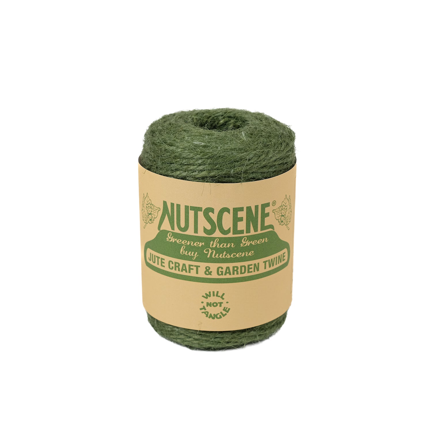 Spool of sixty metre jute garden twine from Nutscene in green.
