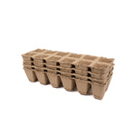 Pack of four, plastic free, large biodegradable seed trays made of FSC certified recycled paper pulp.