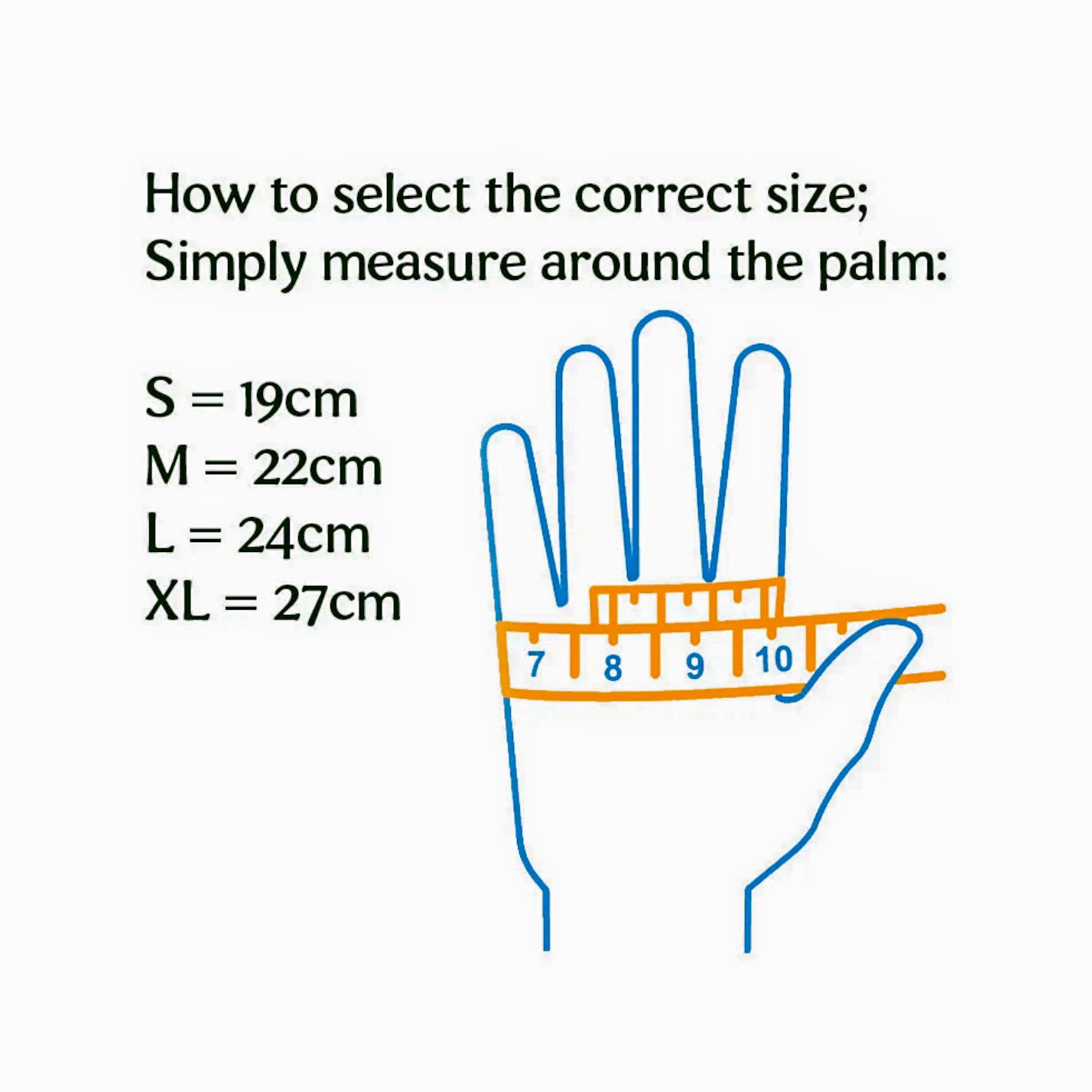 Image illustrating glove sizes.