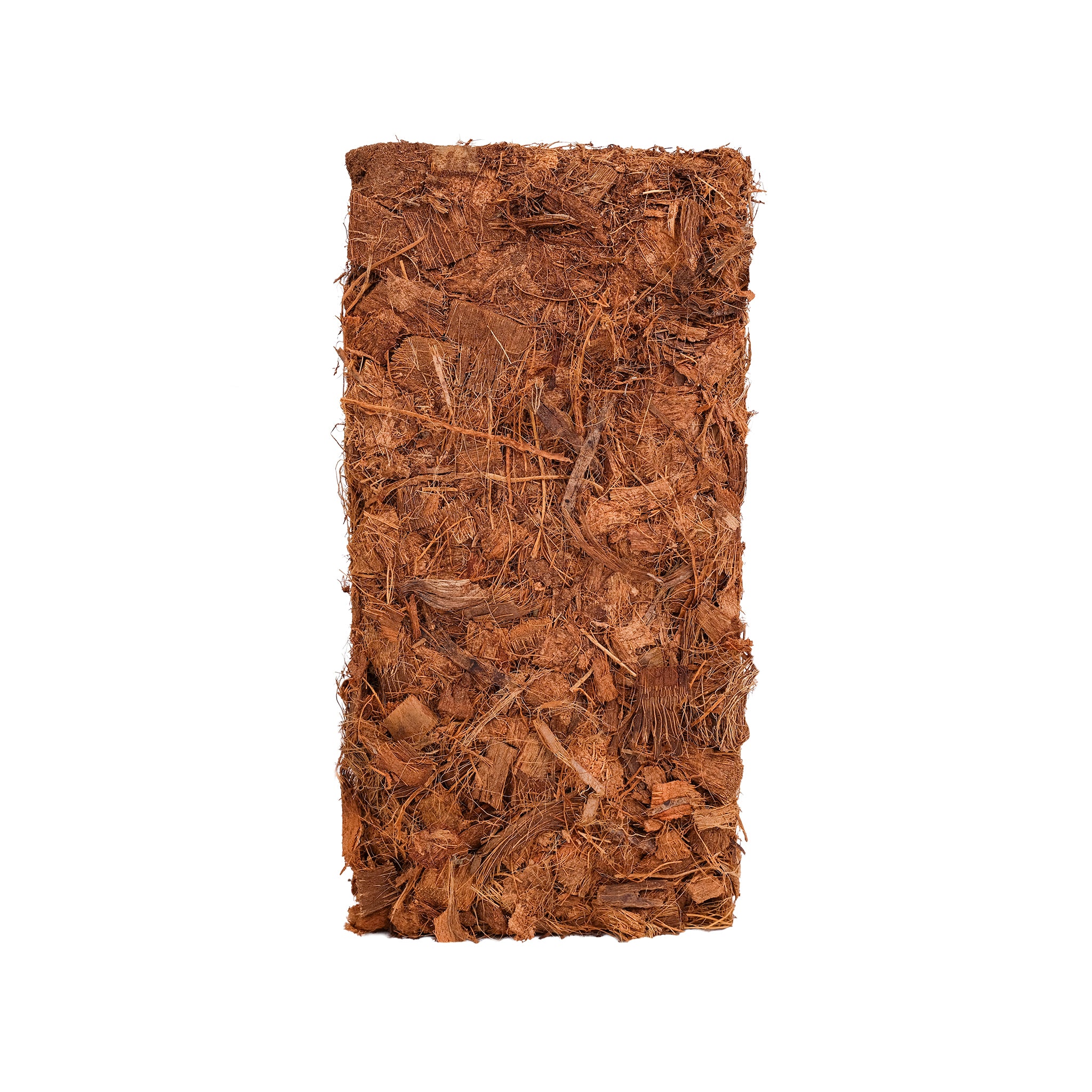 Block of brown coir mulch.