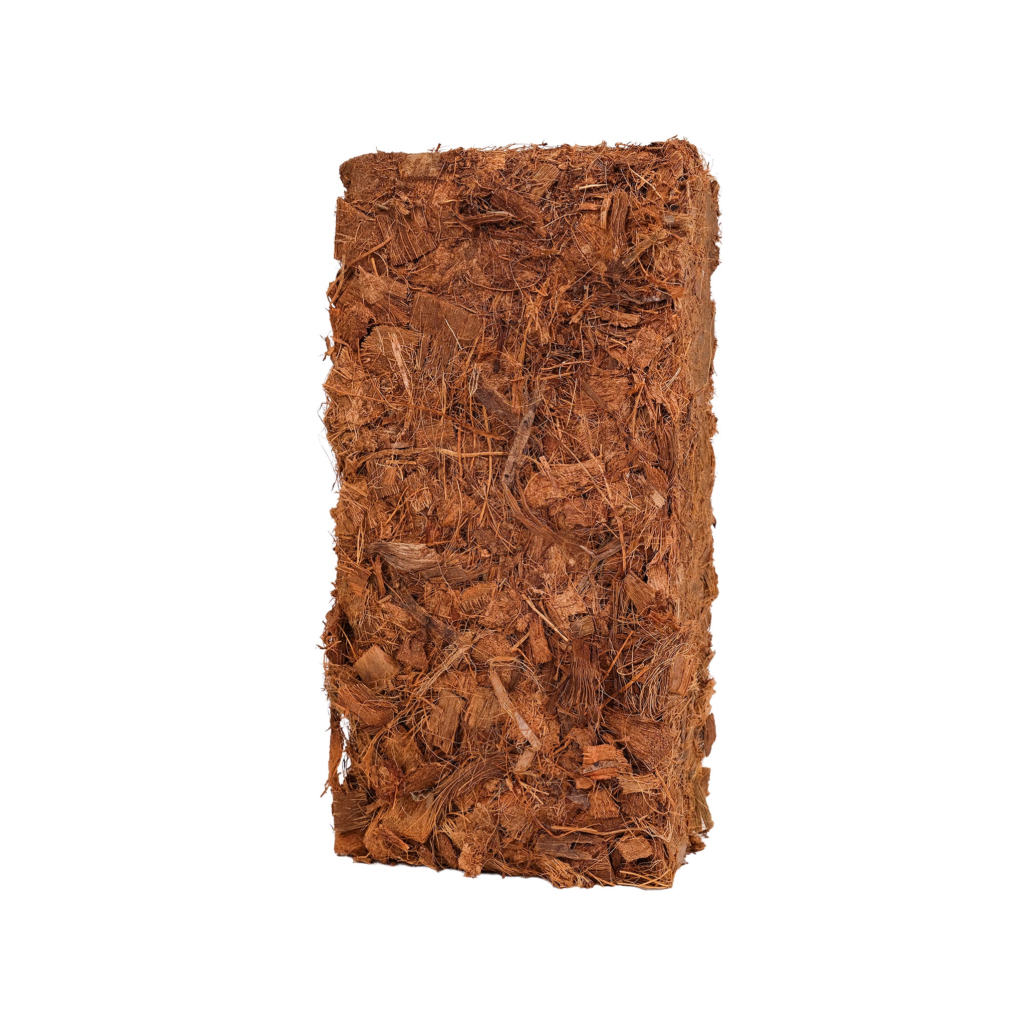 Block of brown coir mulch.