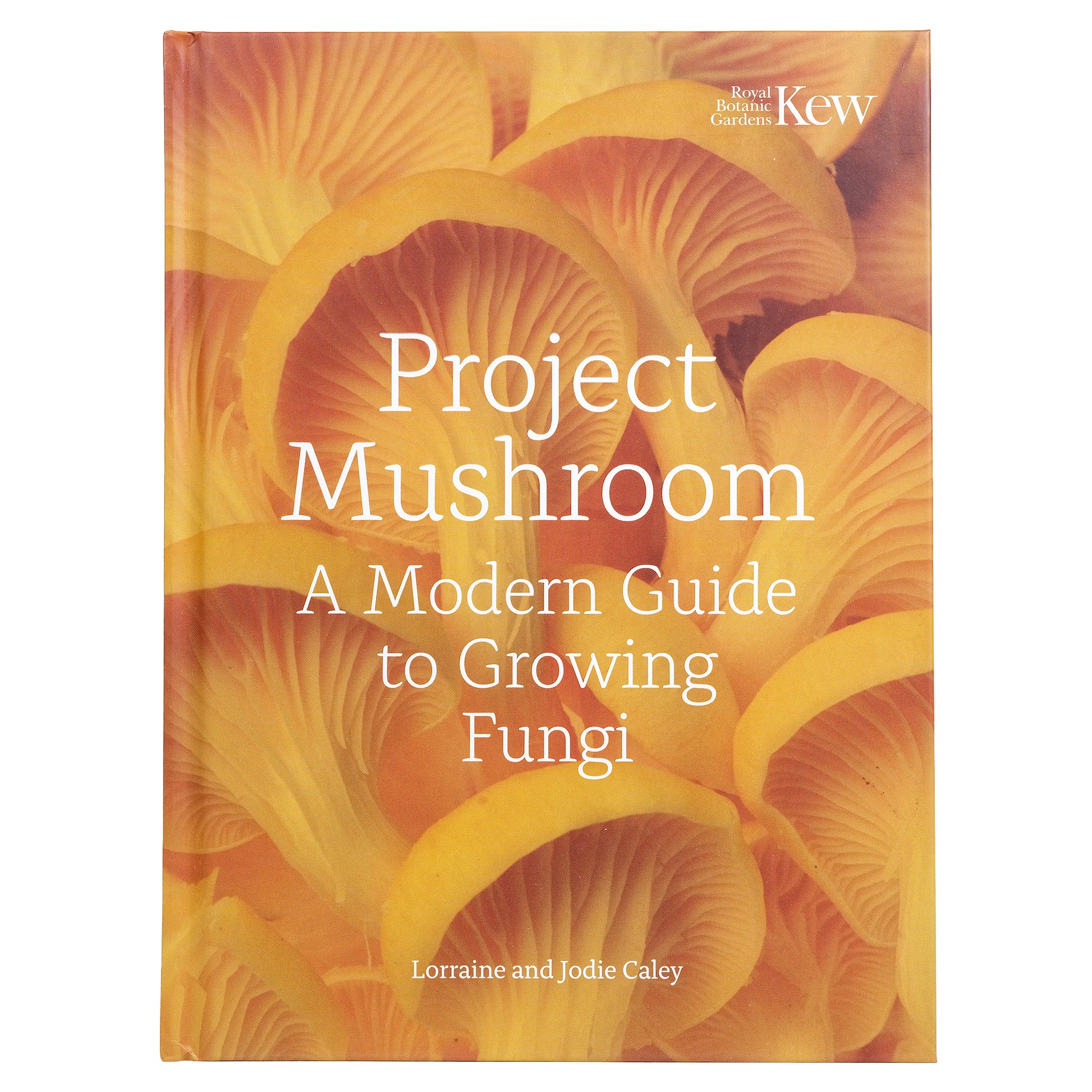 Book cover of 'Project Mushroom' with images of mushroom caps and Kew Gardens logo.