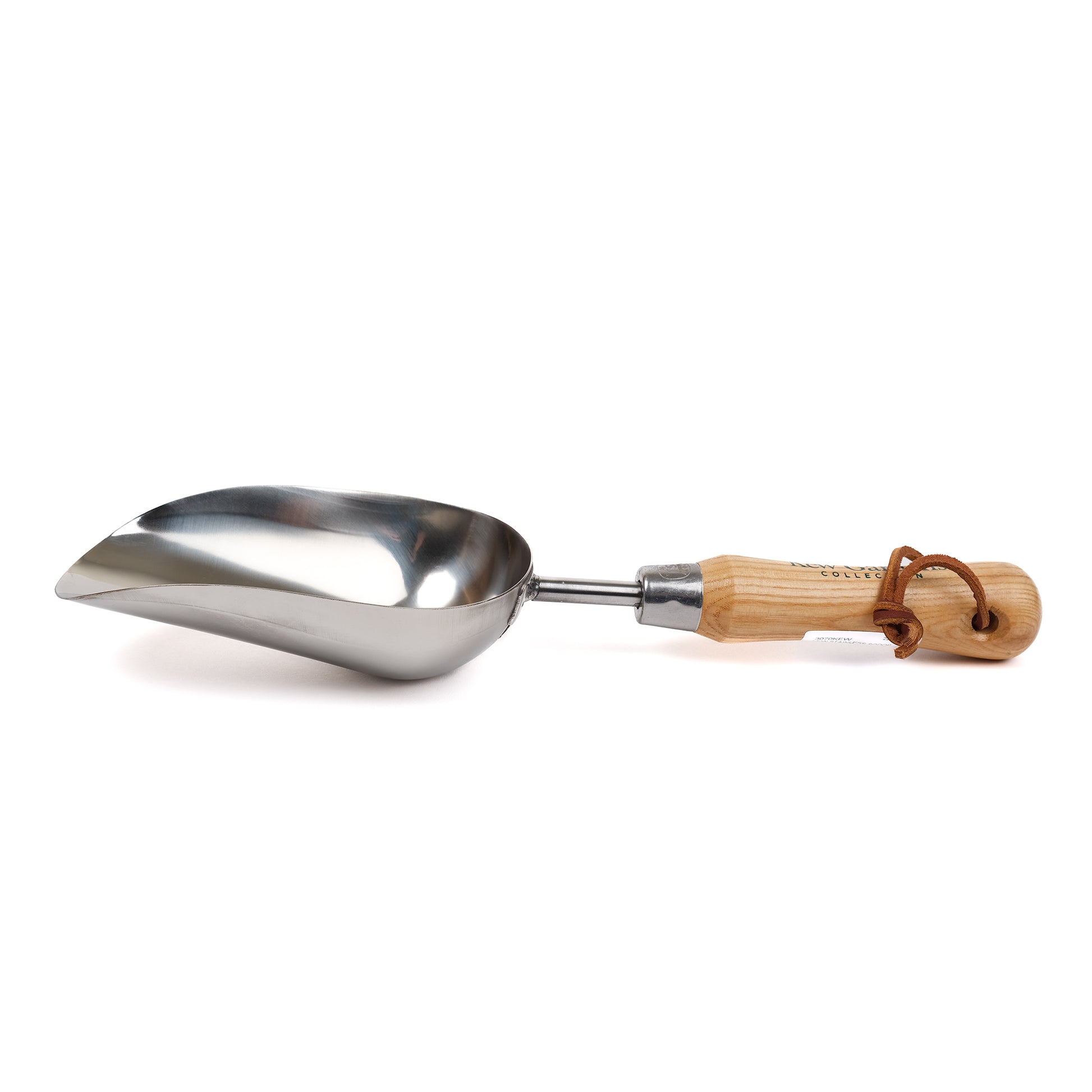 Kew Gardens soil scoop by Spear and Jackson made of stainless steel and FSC certified wood.