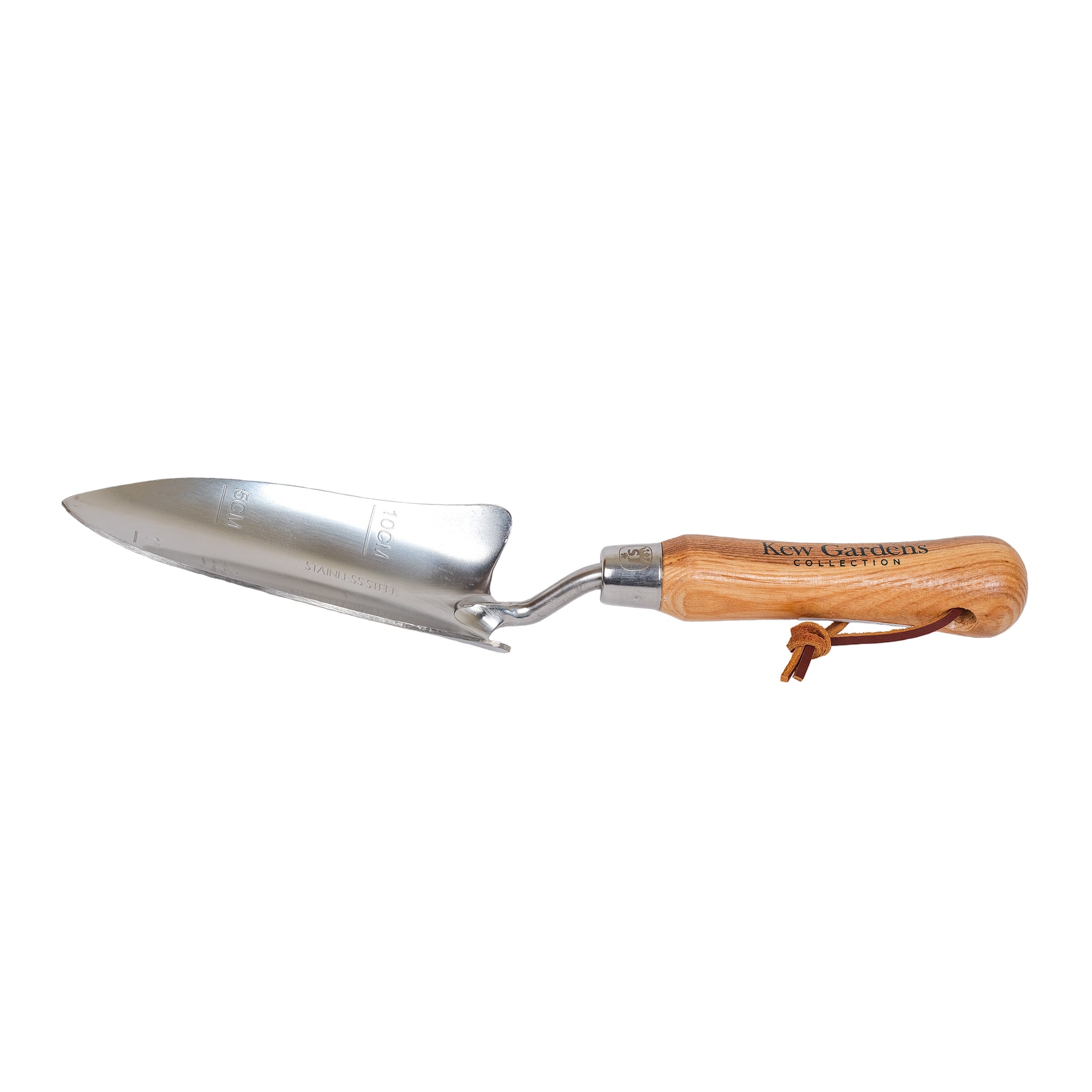 Kew Gardens transplanting trowel by Spear and Jackson made of stainless steel and FSC certified wood.