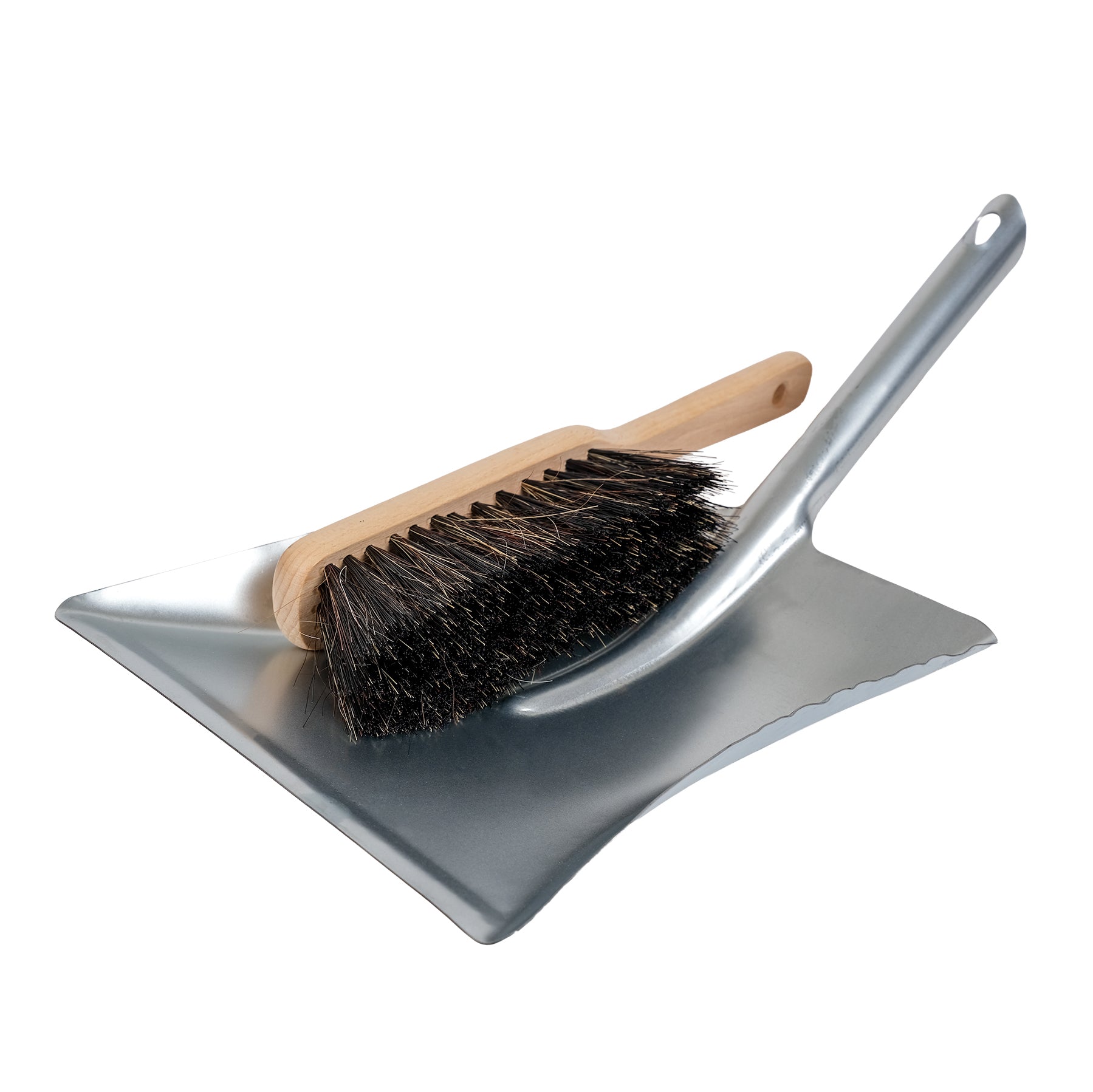 Square Metal Dustpan and Natural Brush.