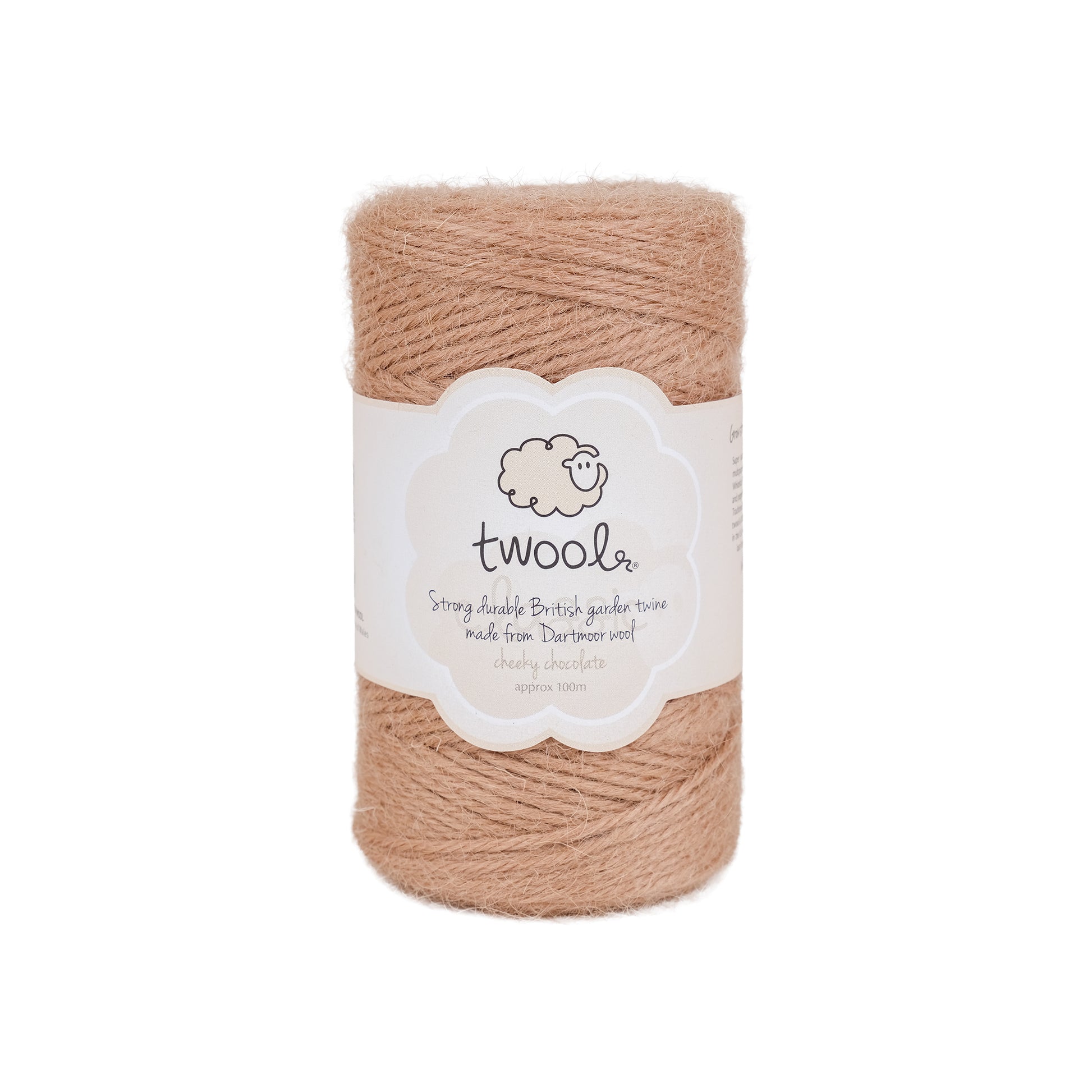 Spool of one hundred metre wool twine in natural colour.