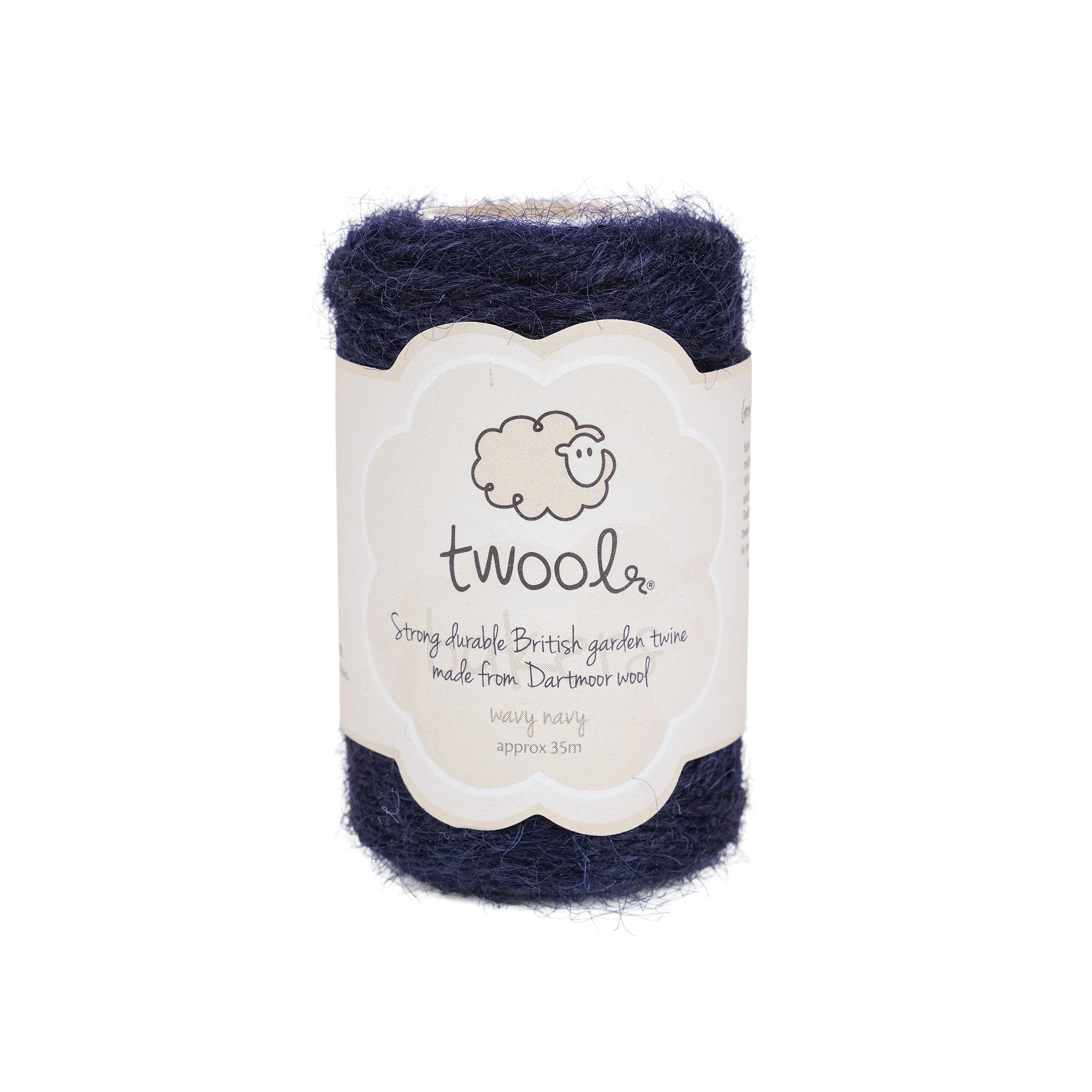 Spool of thirty five metre wool twine in a navy colour.