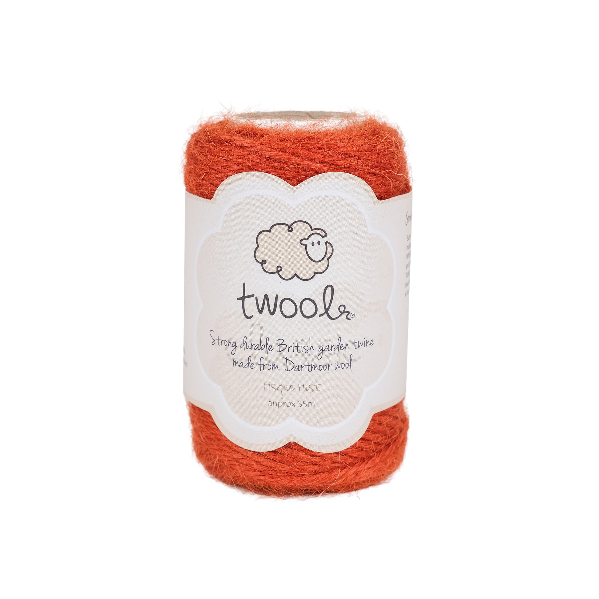 Spool of thirty five metre wool twine in a rust colour.
