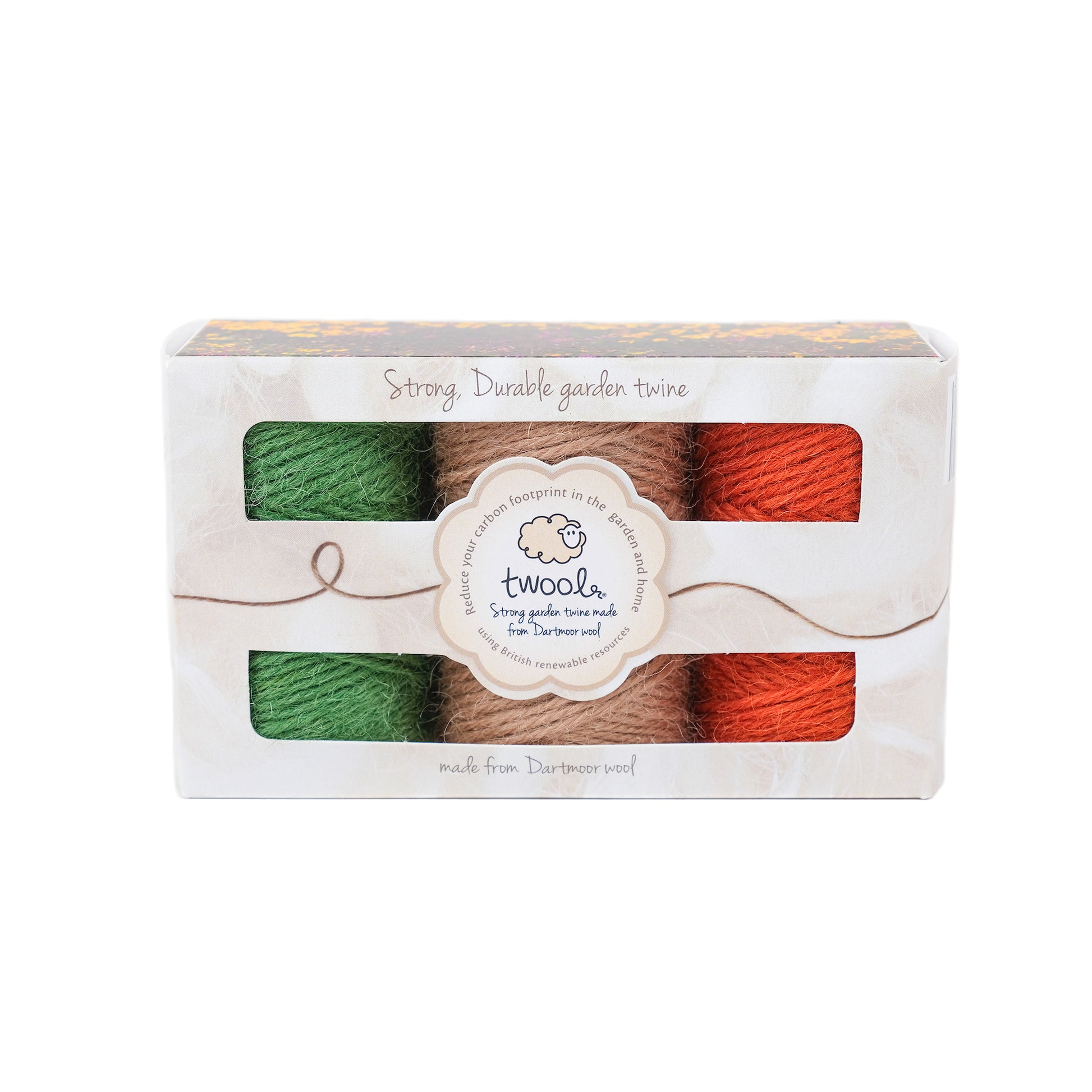 Gift box of three wool twines in traditional colours from Twool.