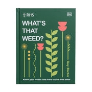 Book cover of 'What's That Weed?' with illustrations of plants on a green background.