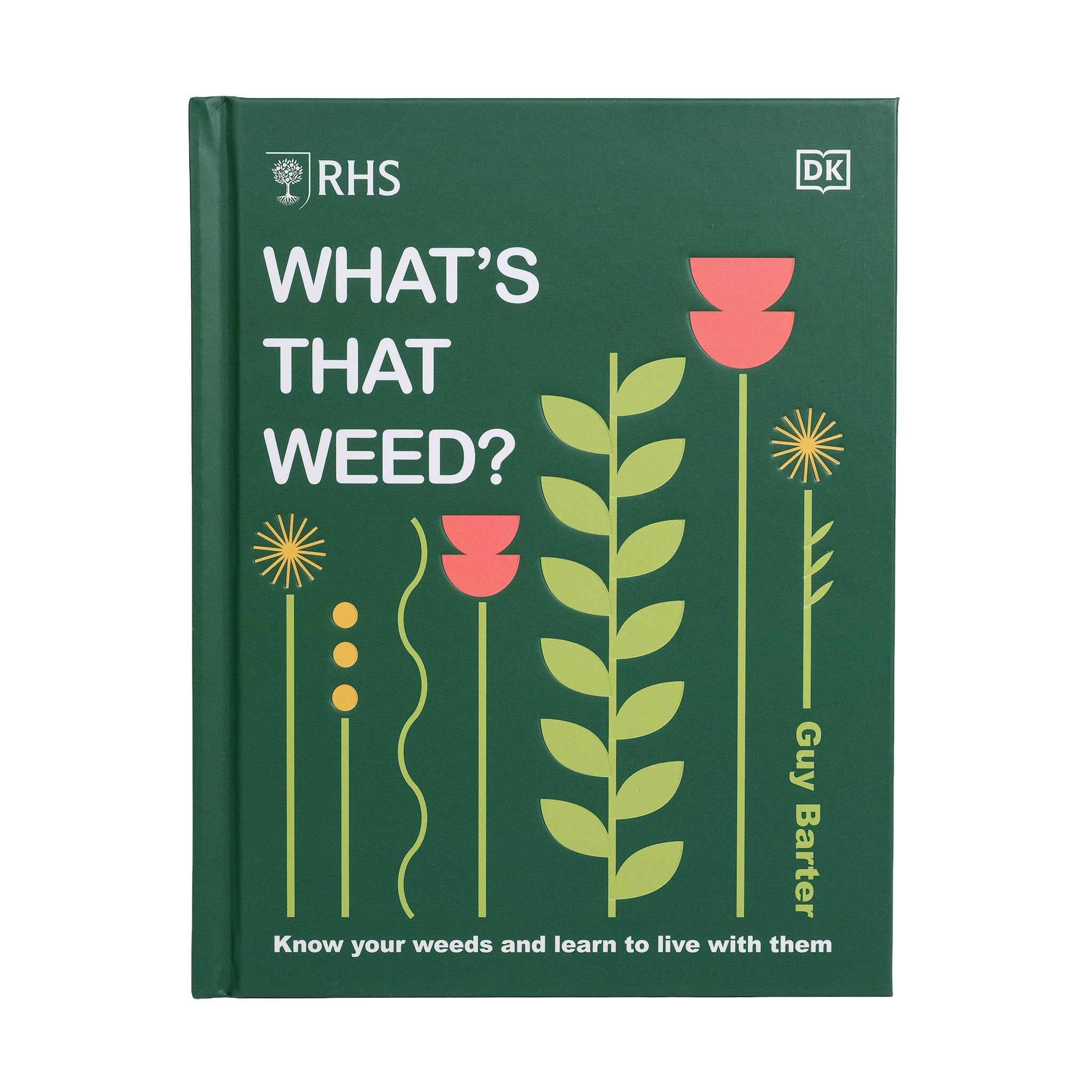 Book cover of 'What's That Weed?' with illustrations of plants on a green background.